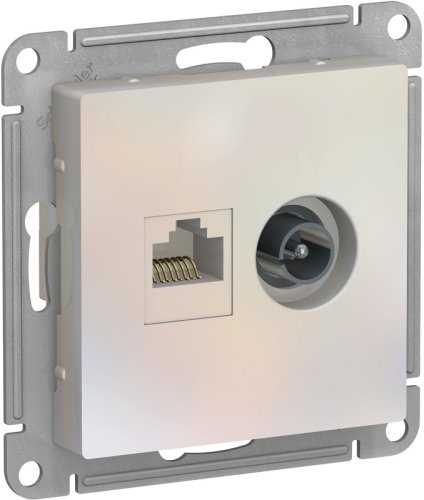 Розетка RJ45+TV Оконечная без рамки Systeme Electric AtlasDesign 2-м. жемчуг картинка